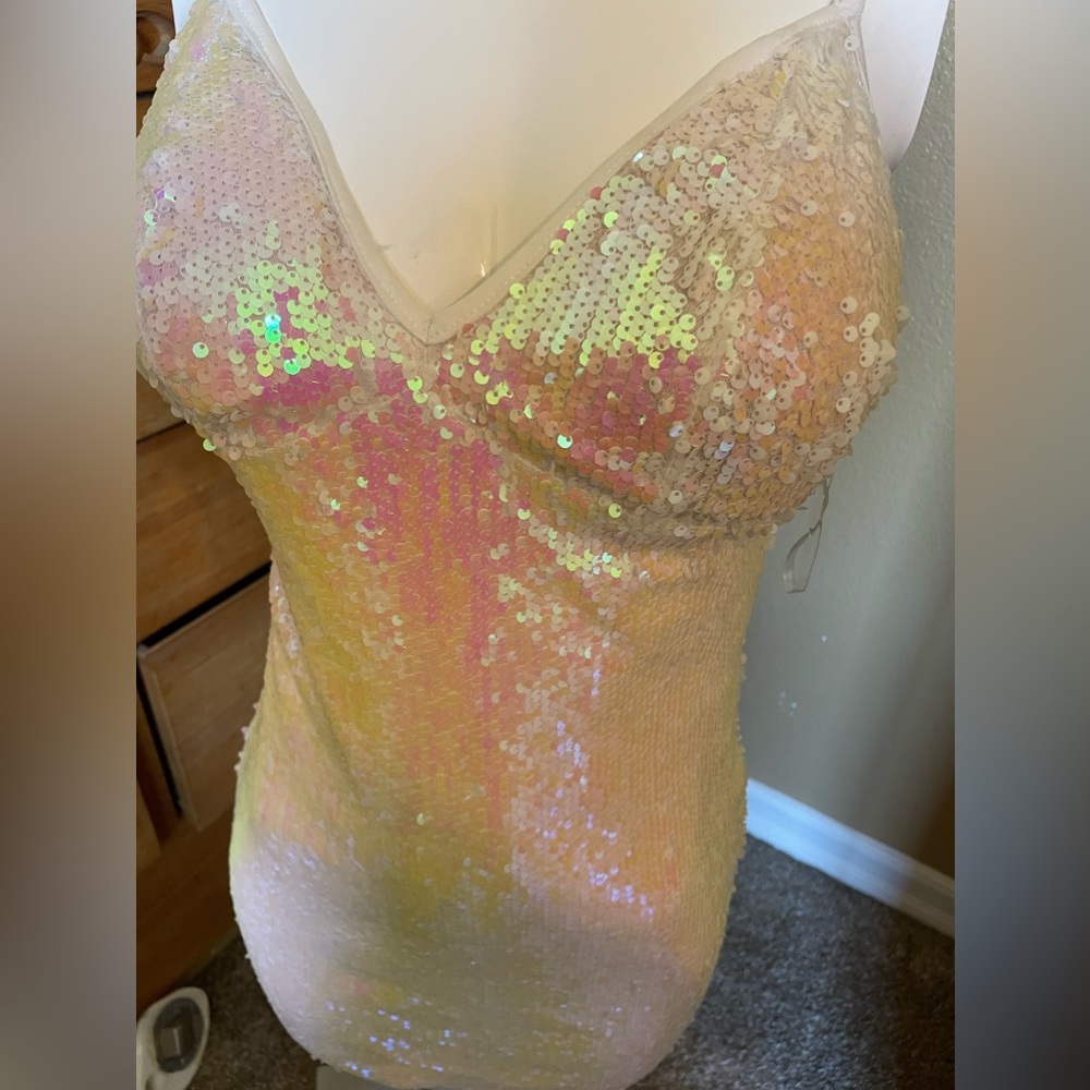 Iridescent sequence dress
